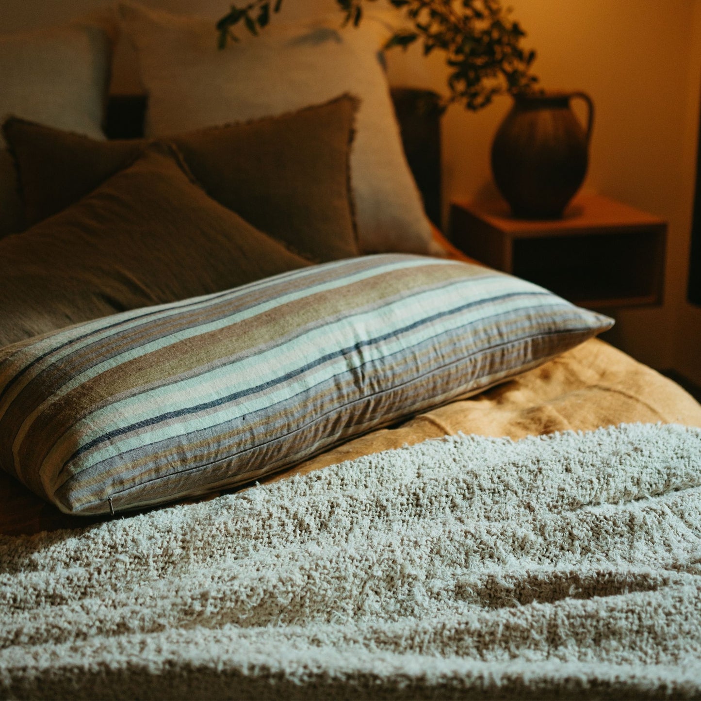 Sable Fringe Bed Blanket - Natural