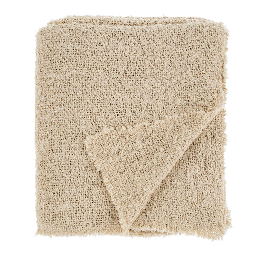 Sable Fringe Bed Blanket - Natural