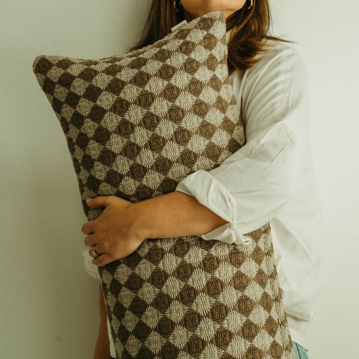 14x31 Check Weave Pillow - Brown