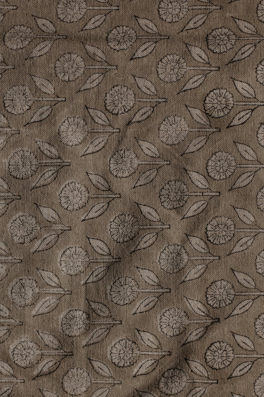 20x20 Block Print Pillow Cover - Oatmeal with Floral Pattern